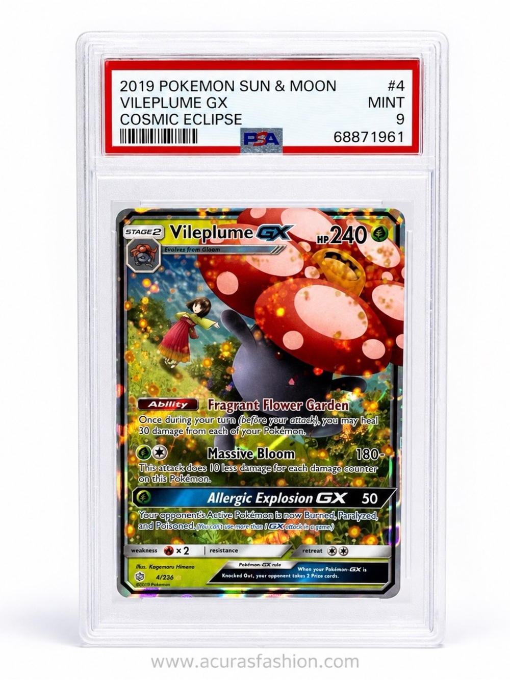 2019 Pokemon Sun & Moon Cosmic Eclipse Vileplume GX 4/236 PSA 9 Mint
